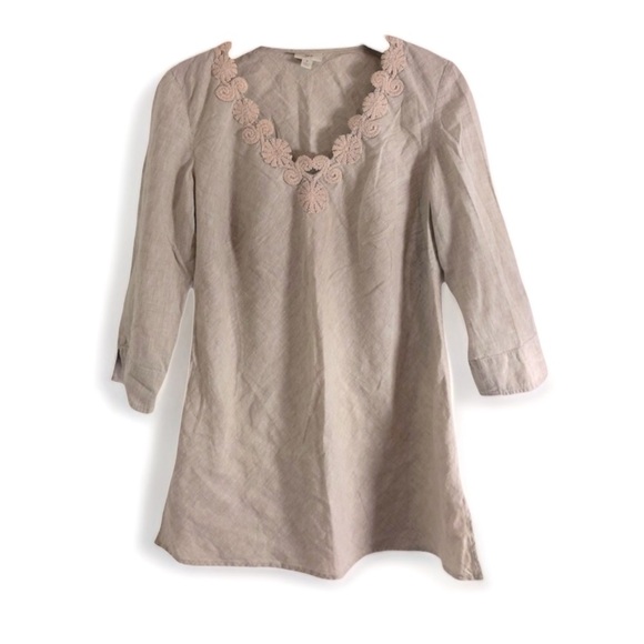 J.jill Oatmeal Linen Blend Tunic Blouse(134) - Picture 1 of 4